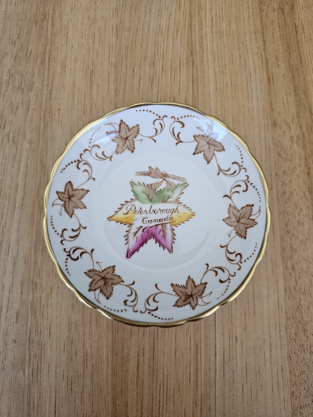 Decorative Porcelain Plate - Gold Trim, Multicolor Star